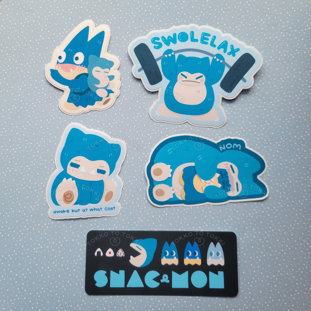 Snorlax & Munchlax Glossy Vinyl Stickers
