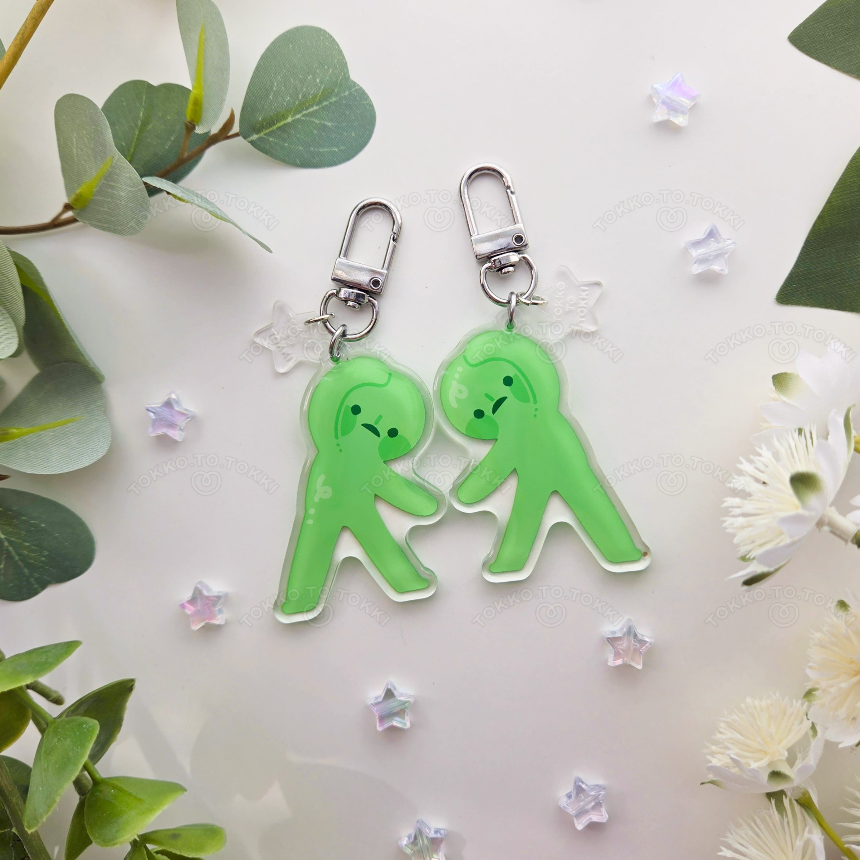 Set of 2 Heart Smiski Acrylic Keychains